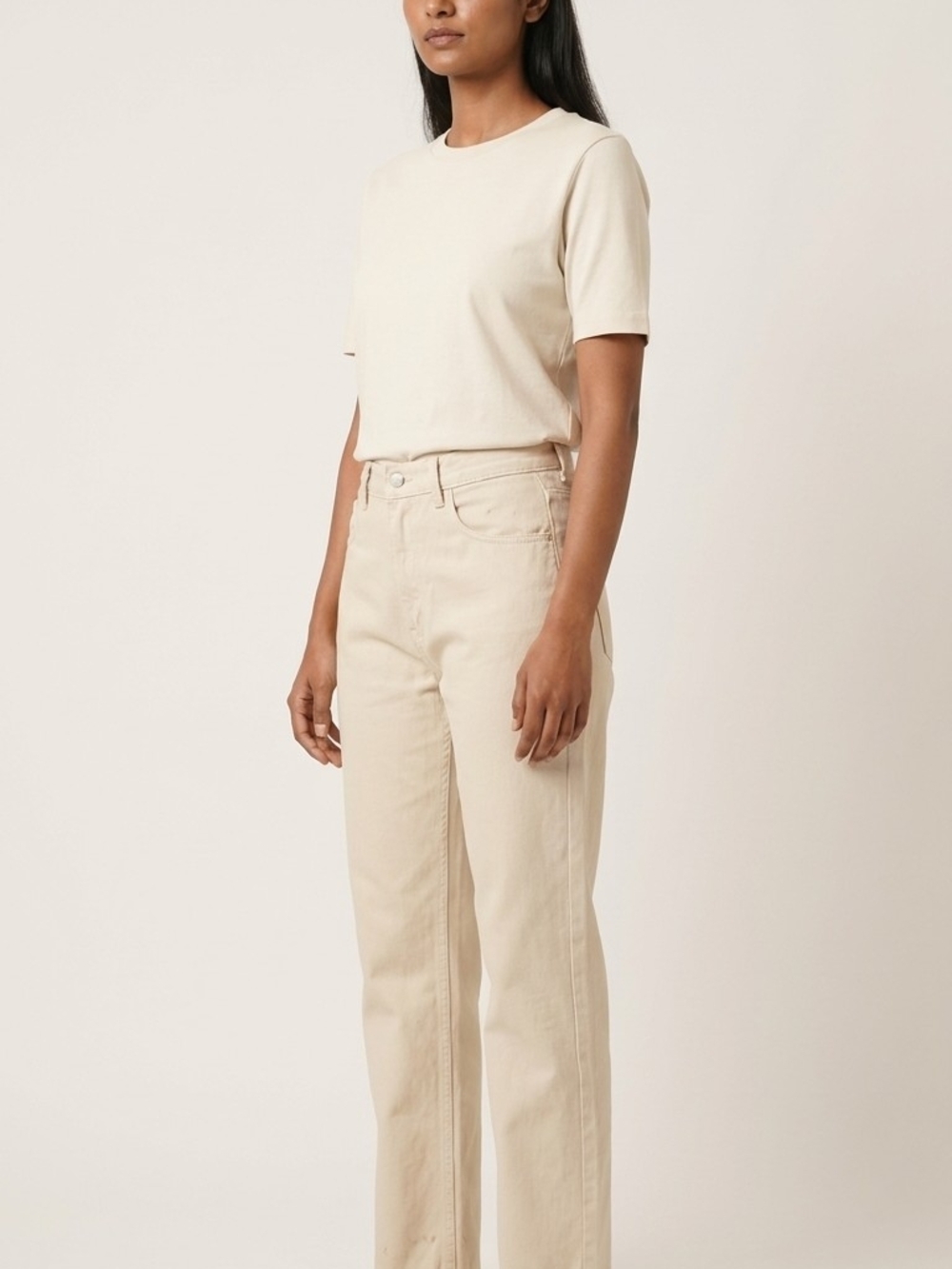 Straight-Leg Women Jeans in Cream